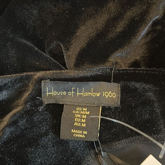 House of Harlow 1960 black velvet one shoulder ruched dress Size M New - Picture 10 of 10